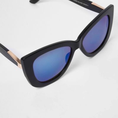 Black cat eye blue tint sunglasses